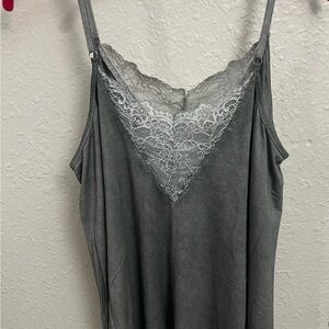 POL new Gray Lace Trim Cami Top
